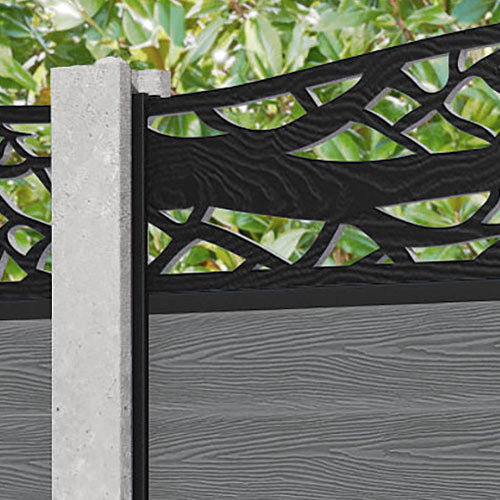 Classic Twilight Curved Top Fence Panel - Mid Grey - for existing concrete posts