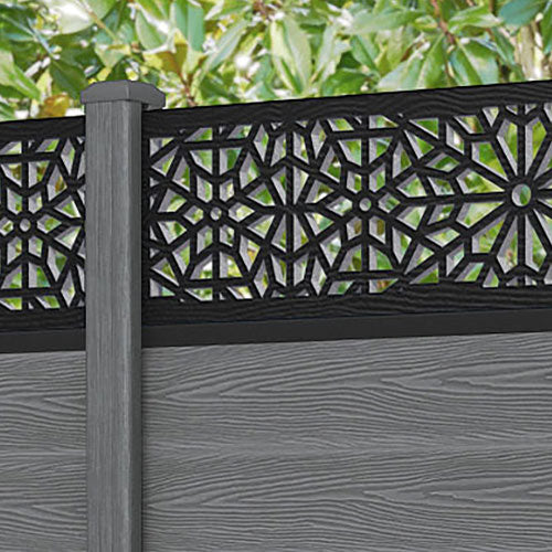 Classic Alnara Fence Panel - Mid Grey - with our composite posts