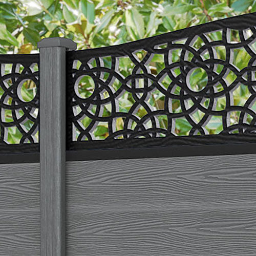 Classic Ambar Curved Top Fence Panel - Mid Grey - with our composite posts