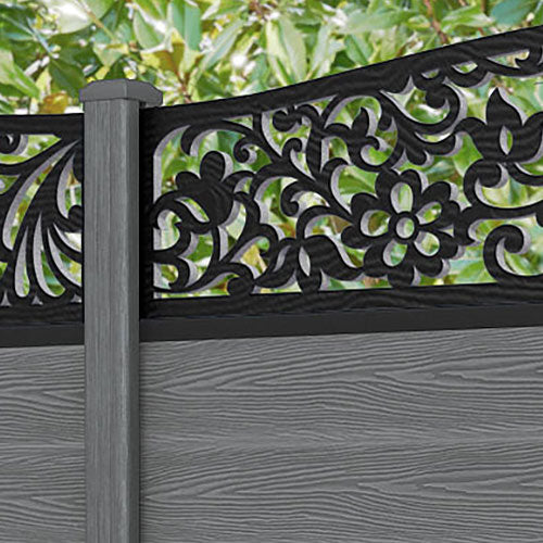 Classic Eden Curved Top Fence Panel - Mid Grey - with our composite posts