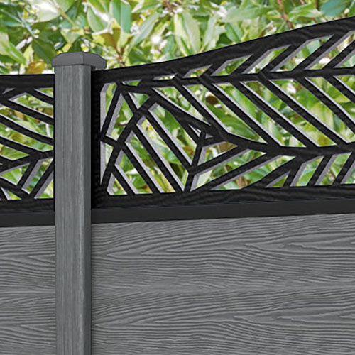 Classic Habitat Curved Top Fence Panel - Mid Grey - with our composite posts