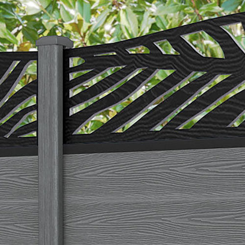 Classic Palm Curved Top Fence Panel - Mid Grey - with our composite posts