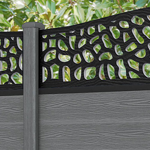 Classic Pebble Curved Top Fence Panel - Mid Grey - with our composite posts