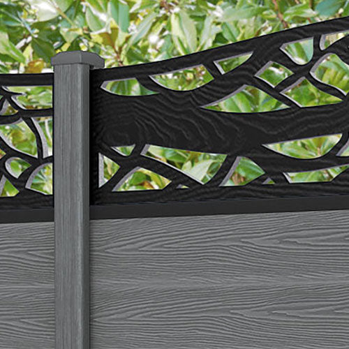Classic Twilight Curved Top Fence Panel - Mid Grey - with our composite posts