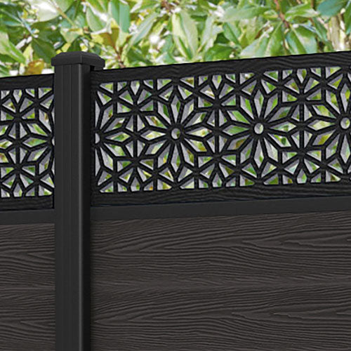 Classic Narwa Fence Panel - Dark Oak - with our aluminium posts