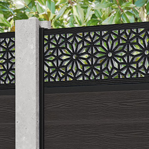 Classic Narwa Fence Panel - Dark Oak - for existing concrete posts