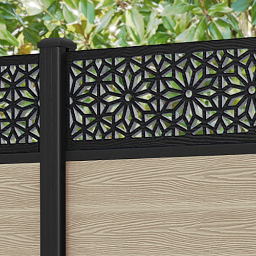 Classic Narwa Fence Panel - Light Oak - with our aluminium posts