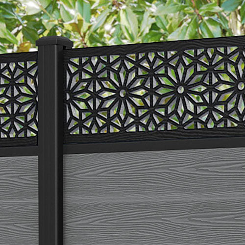 Classic Narwa Fence Panel - Mid Grey - with our aluminium posts
