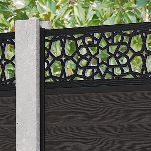 Classic Nazira Fence Panel - Dark Oak - for existing concrete posts