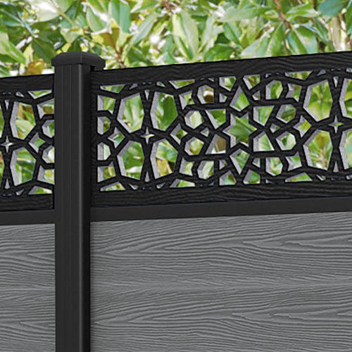 Classic Nazira Fence Panel - Mid Grey - with our aluminium posts