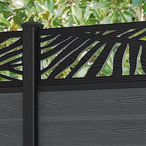 Classic Palm Fence Panel - Dark Grey - with our aluminium posts