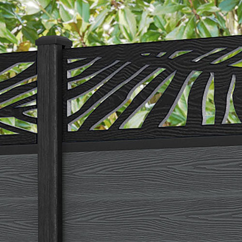 Classic Palm Fence Panel - Dark Grey - with our composite posts