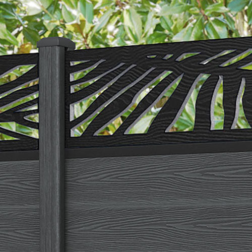 Classic Palm Fence Panel - Dark Grey - with our composite posts