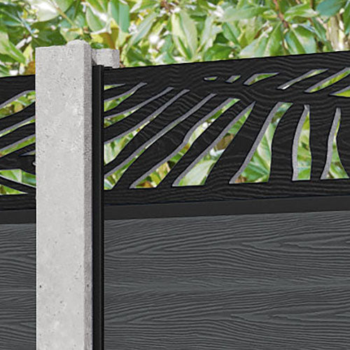 Classic Palm Fence Panel - Dark Grey - for existing concrete posts