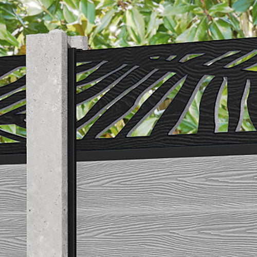 Classic Palm Fence Panel - Light Grey - for existing concrete posts