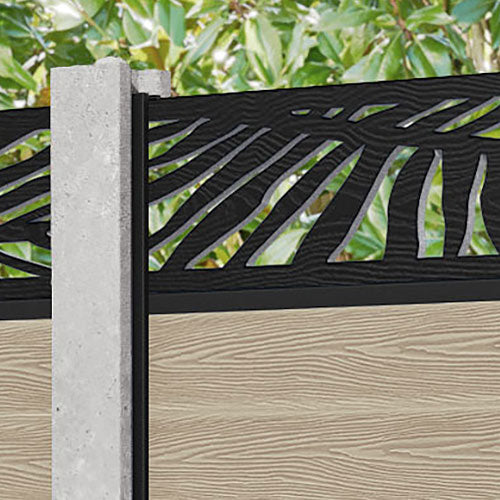 Classic Palm Fence Panel - Light Oak - for existing concrete posts