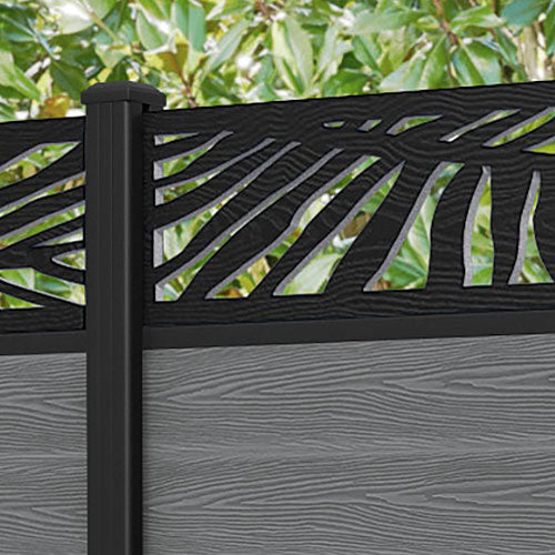 Classic Palm Fence Panel - Mid Grey - with our aluminium posts