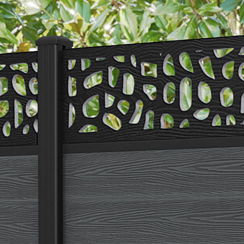 Classic Pebble Fence Panel - Dark Grey - with our aluminium posts