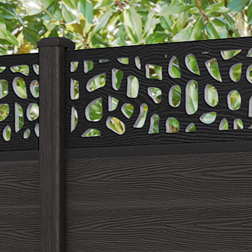 Classic Pebble Fence Panel - Dark Oak - with our composite posts
