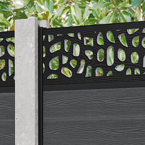 Classic Pebble Fence Panel - Dark Grey - for existing concrete posts