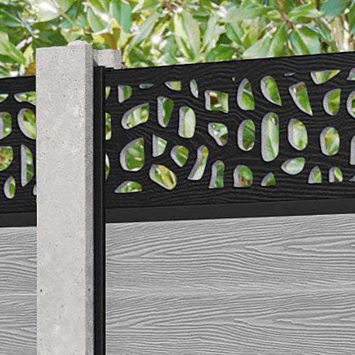 Classic Pebble Fence Panel - Light Grey - for existing concrete posts