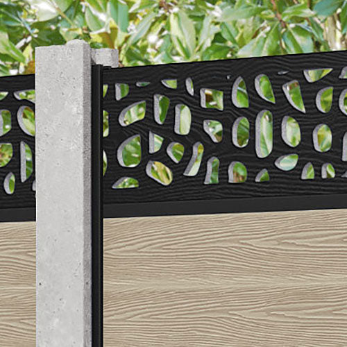 Classic Pebble Fence Panel - Light Oak - for existing concrete posts