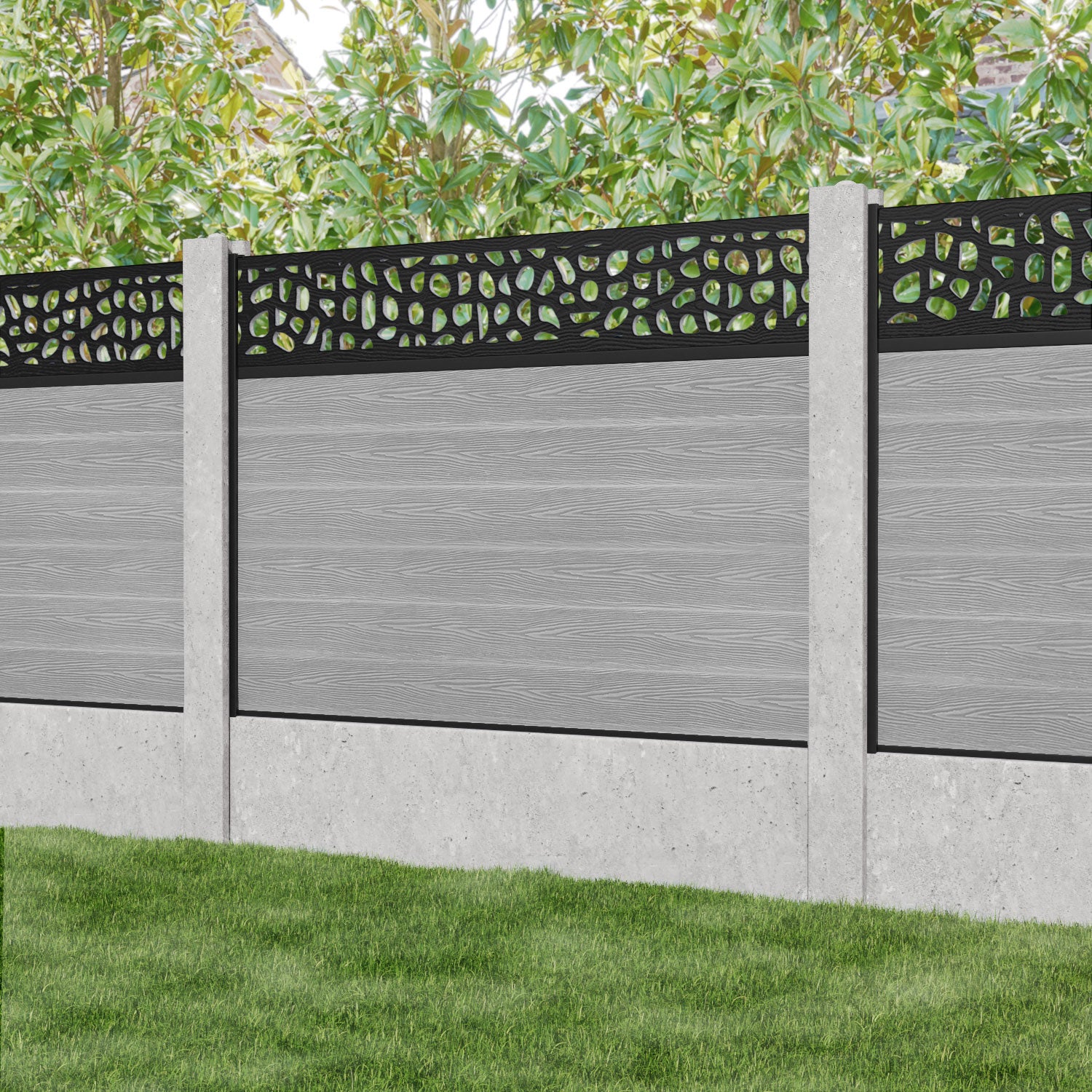 Classic Pebble Fence Panel - Light Grey - for existing concrete posts