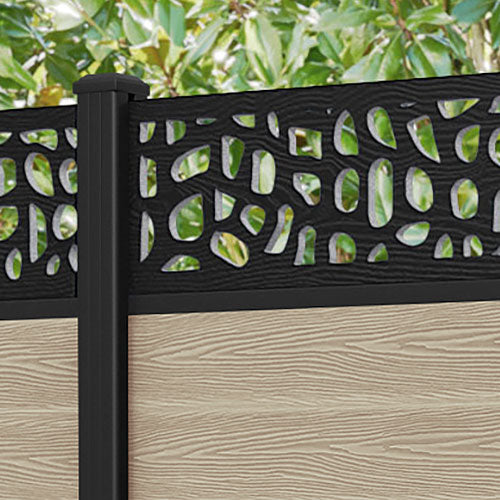 Classic Pebble Fence Panel - Light Oak - with our aluminium posts