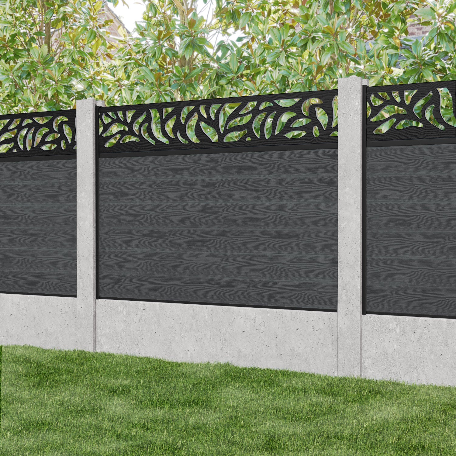 Classic Plume Fence Panel - Dark Grey - for existing concrete posts