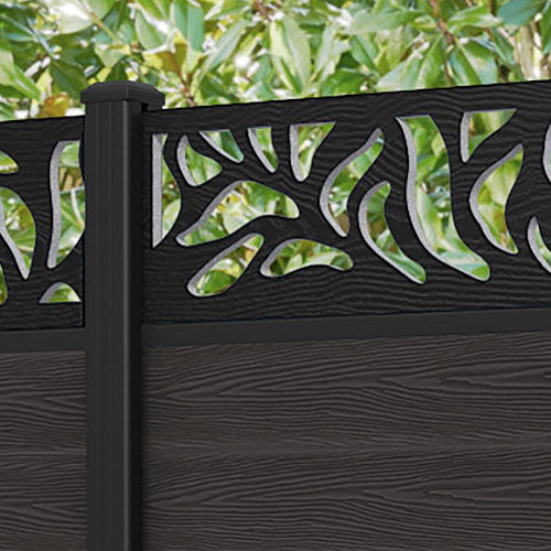 Classic Plume Fence Panel - Dark Oak - with our aluminium posts