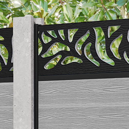 Classic Plume Fence Panel - Light Grey - for existing concrete posts