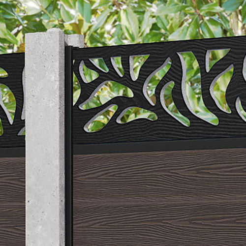 Classic Plume Fence Panel - Mid Brown - for existing concrete posts