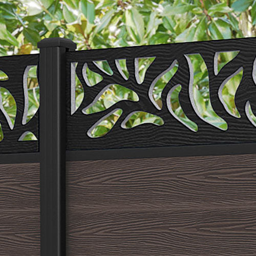 Classic Plume Fence Panel - Mid Brown - with our aluminium posts