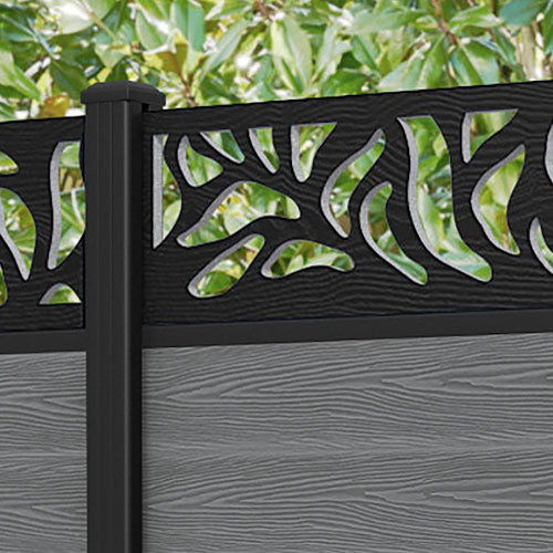 Classic Plume Fence Panel - Mid Grey - with our aluminium posts