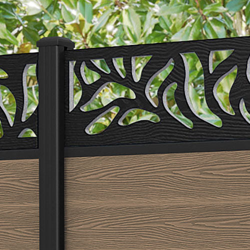 Classic Plume Fence Panel - Teak - with our aluminium posts
