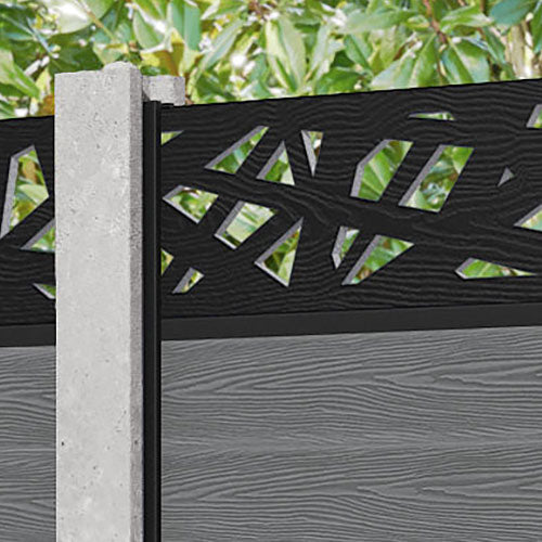 Classic Prism Fence Panel - Mid Grey - for existing concrete posts