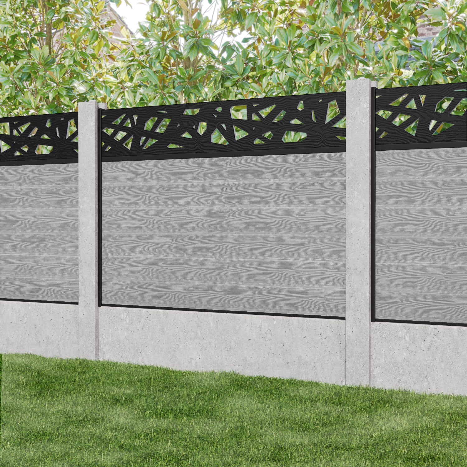 Classic Prism Fence Panel - Light Grey - for existing concrete posts