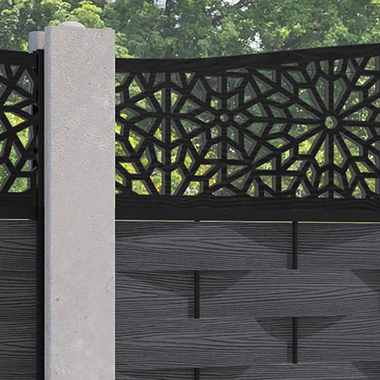 Ripple Alnara Curved Top Fence Panel - Dark Grey - for existing concrete posts