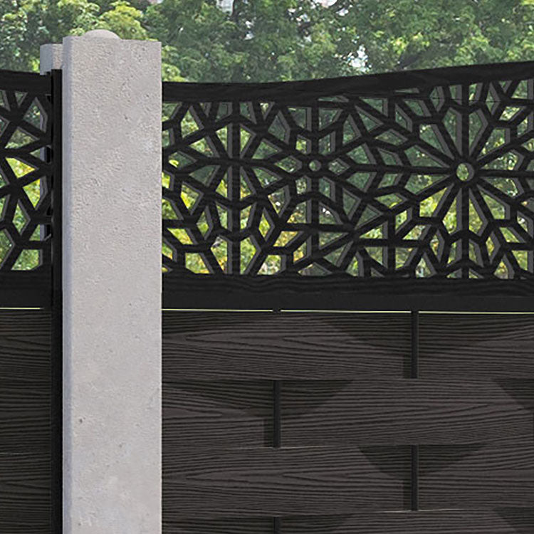 Ripple Alnara Curved Top Fence Panel - Dark Oak - for existing concrete posts