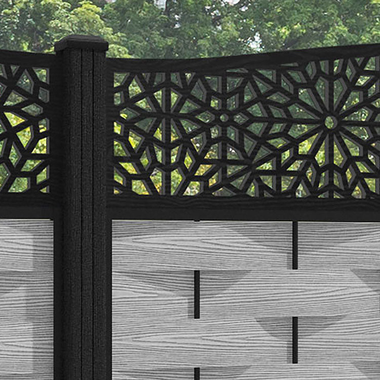 Ripple Alnara Curved Top Fence Panel - Light Grey - with our composite posts