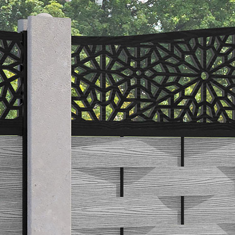 Ripple Alnara Curved Top Fence Panel - Light Grey - for existing concrete posts