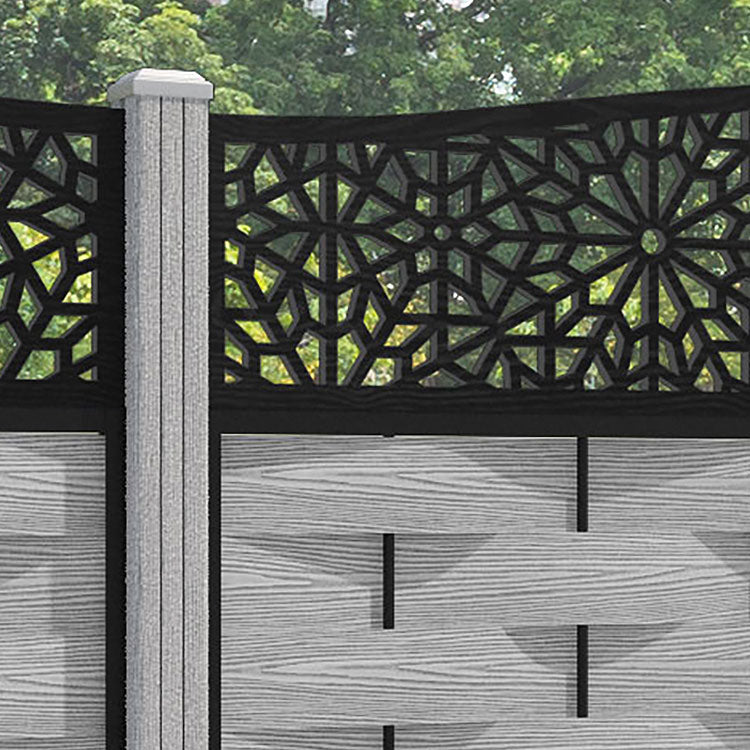 Ripple Alnara Curved Top Fence Panel - Light Grey - with our composite posts
