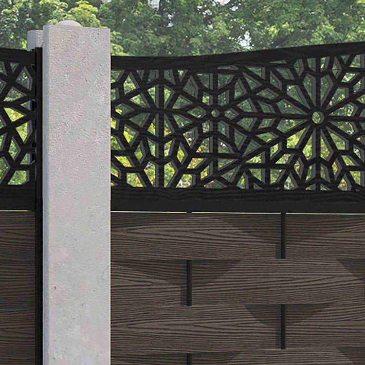 Ripple Alnara Curved Top Fence Panel - Mid Brown - for existing concrete posts