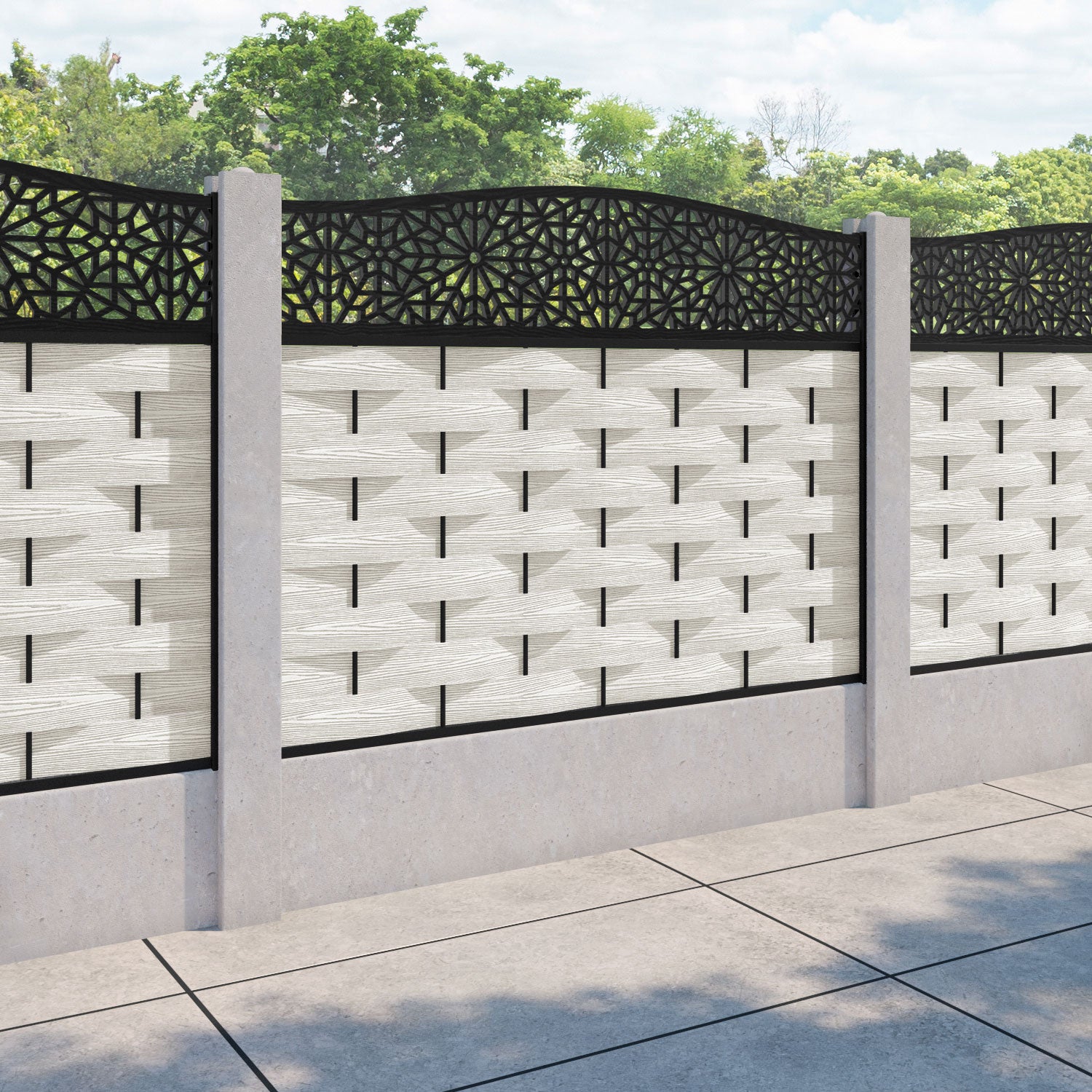 Ripple Alnara Curved Top Fence Panel - Light Stone - for existing concrete posts