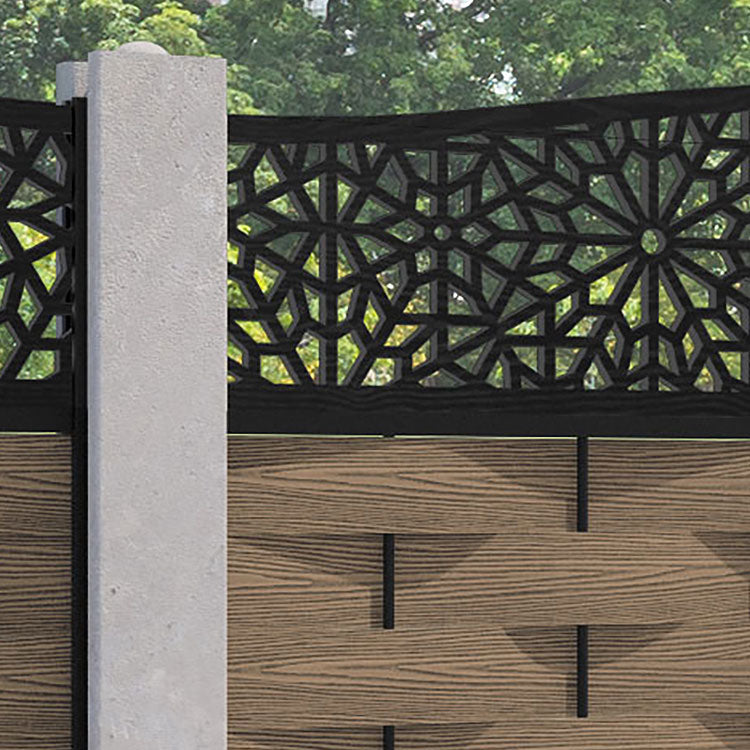 Ripple Alnara Curved Top Fence Panel - Teak - for existing concrete posts