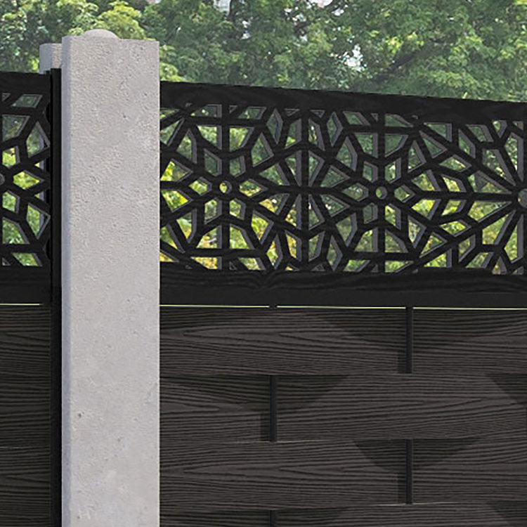 Ripple Alnara Fence Panel - Dark Oak - for existing concrete posts