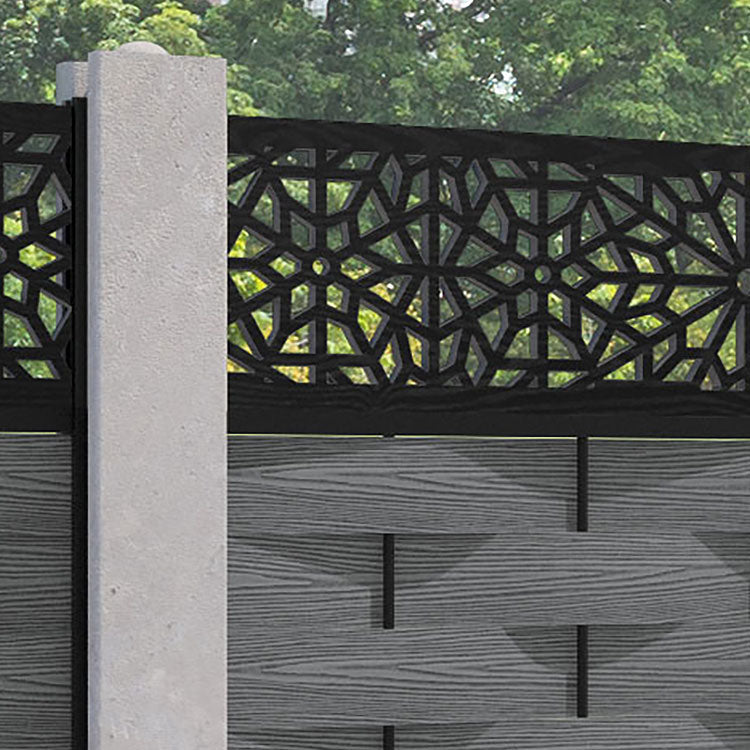 Ripple Alnara Fence Panel - Mid Grey - for existing concrete posts