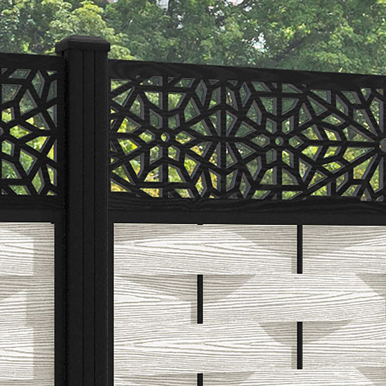 Ripple Alnara Fence Panel - Light Stone - with our aluminium posts