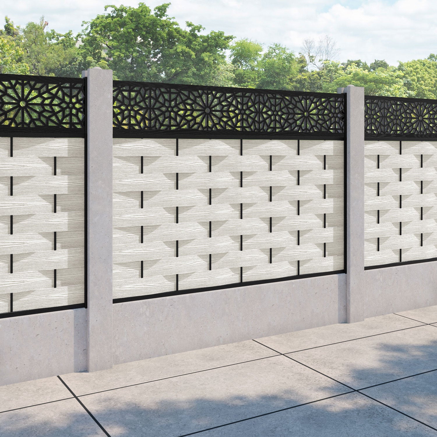 Ripple Alnara Fence Panel - Light Stone - for existing concrete posts