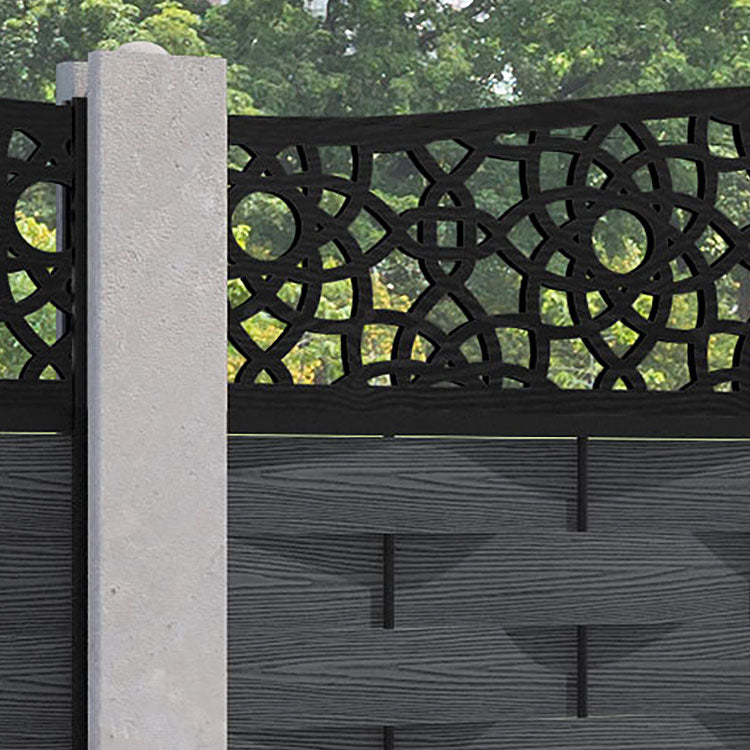 Ripple Ambar Curved Top Fence Panel - Dark Grey - for existing concrete posts